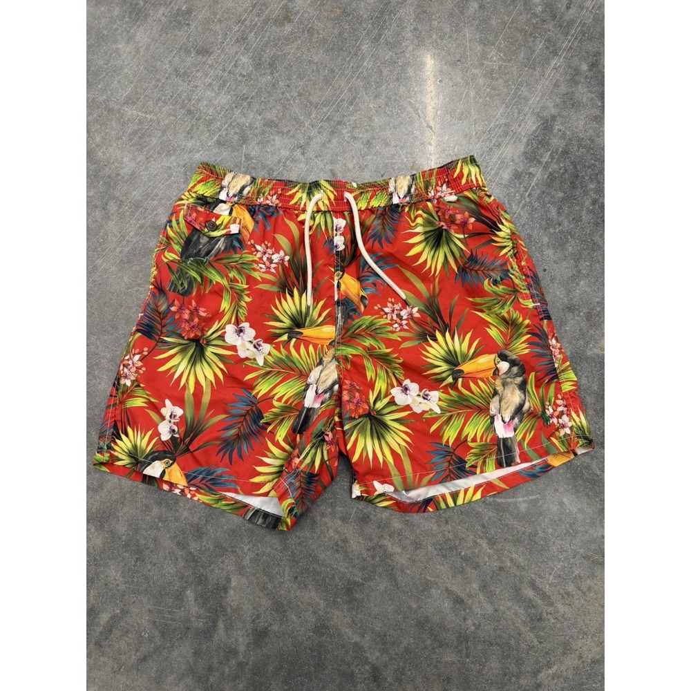 Polo Ralph Lauren Tucan Nature Floral Hawaii Graphic Swim Trunk Stash Pocket XL